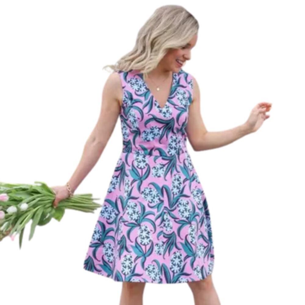 Draper James Hyacinth Floral Love Circle Dress Pink Sleeveless Size 6 NEW